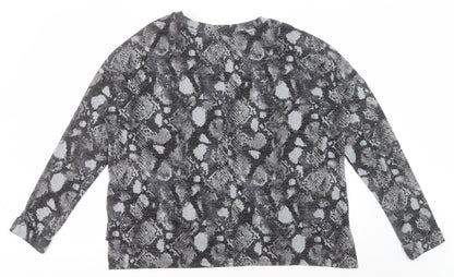 Primark Womens Grey Crew Neck Animal Print Polyester Pullover Jumper Size M