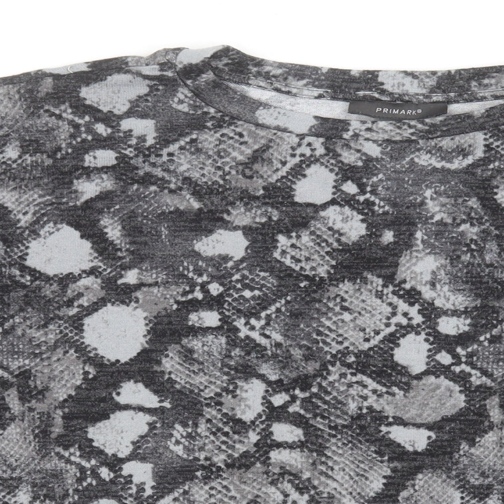Primark Womens Grey Crew Neck Animal Print Polyester Pullover Jumper Size M