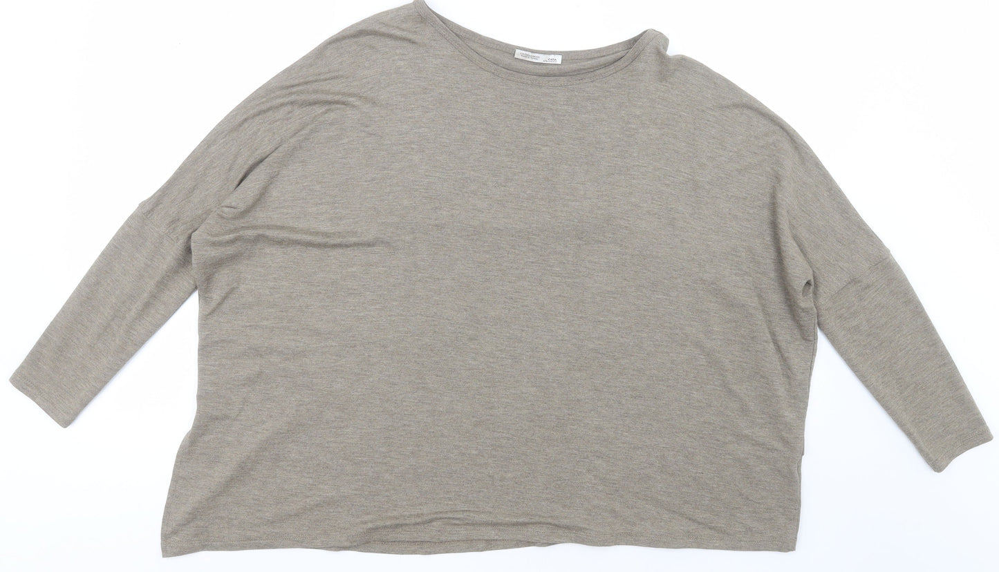 Womens UK Size S Zara Green Basic T-Shirt