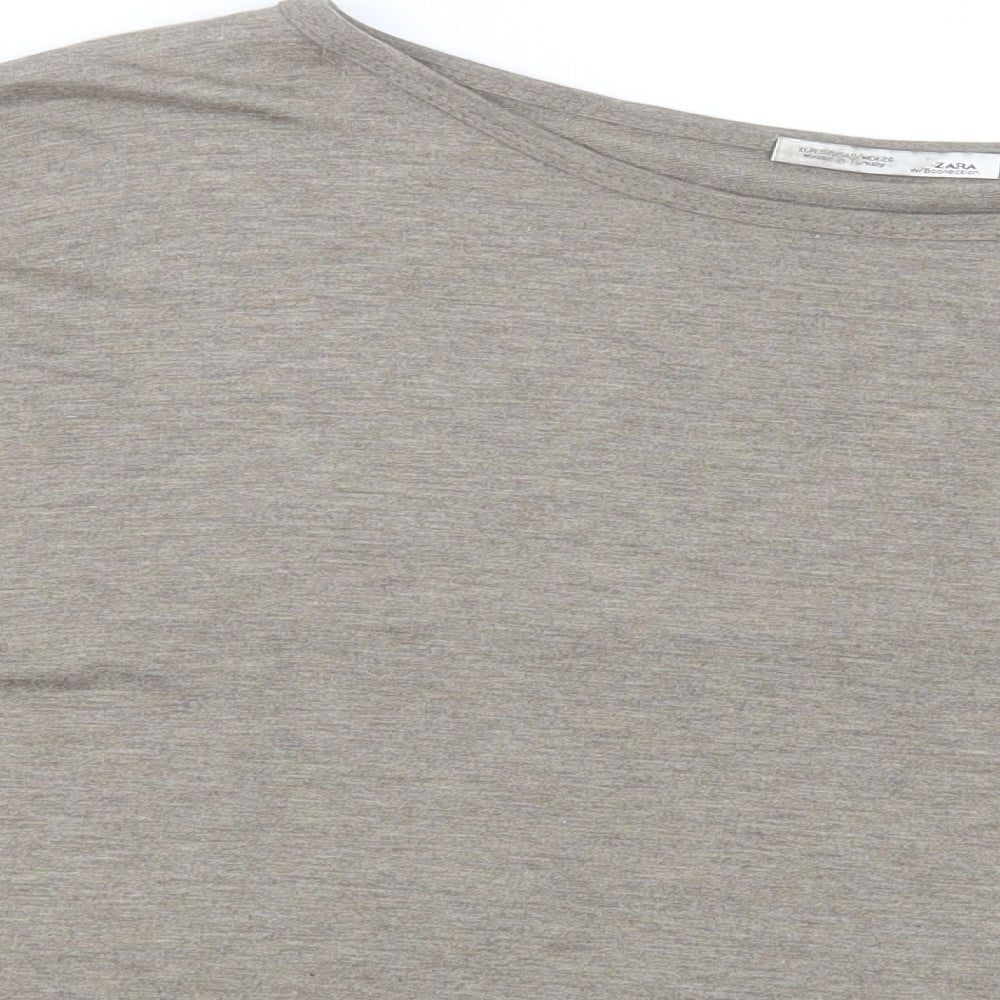 Womens UK Size S Zara Green Basic T-Shirt