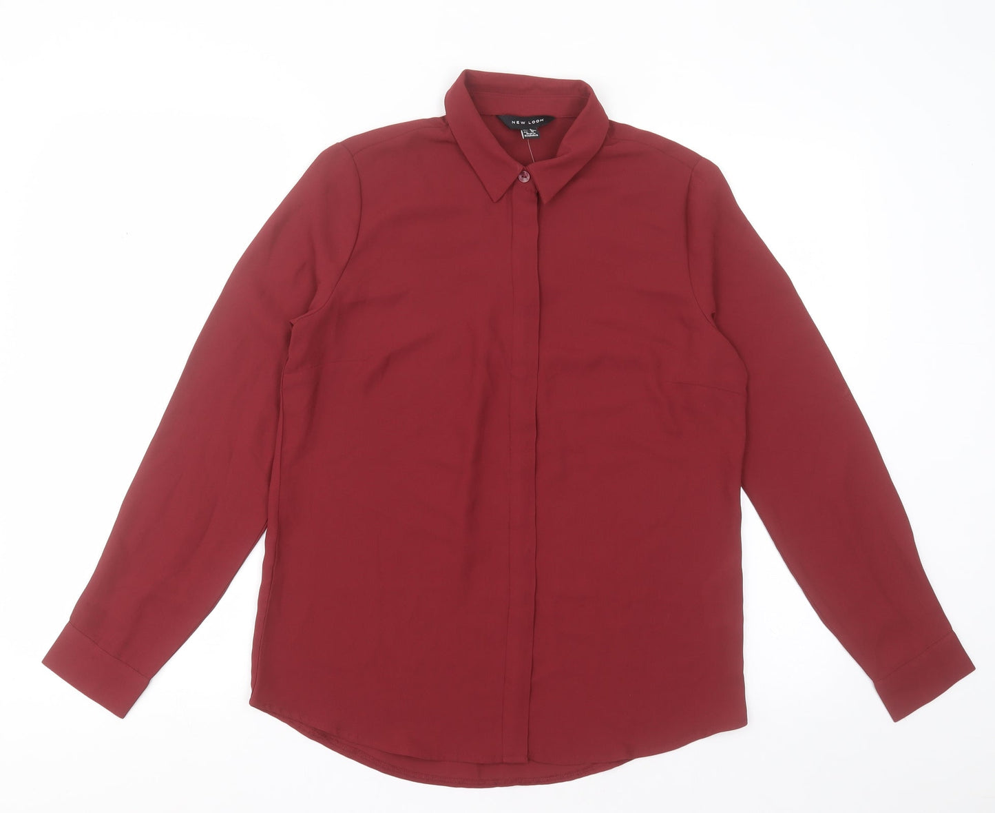 Womens UK Size 8 New Look Red Basic Button-Up