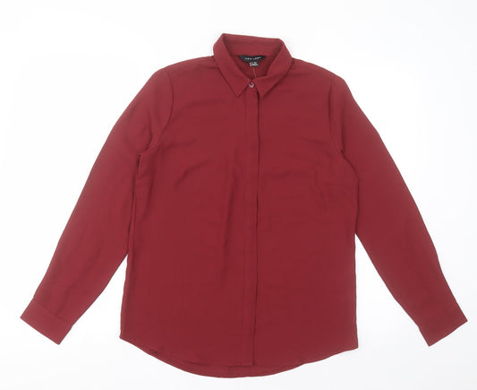 Womens UK Size 8 New Look Red Basic Button-Up