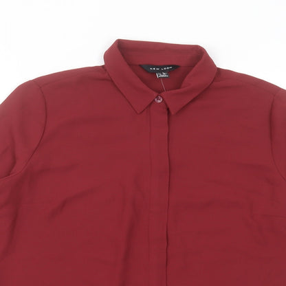 Womens UK Size 8 New Look Red Basic Button-Up