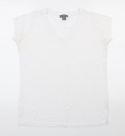 Primark Womens White  Viscose Basic T-Shirt Size 10 V-Neck