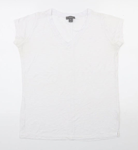 Primark Womens White  Viscose Basic T-Shirt Size 10 V-Neck