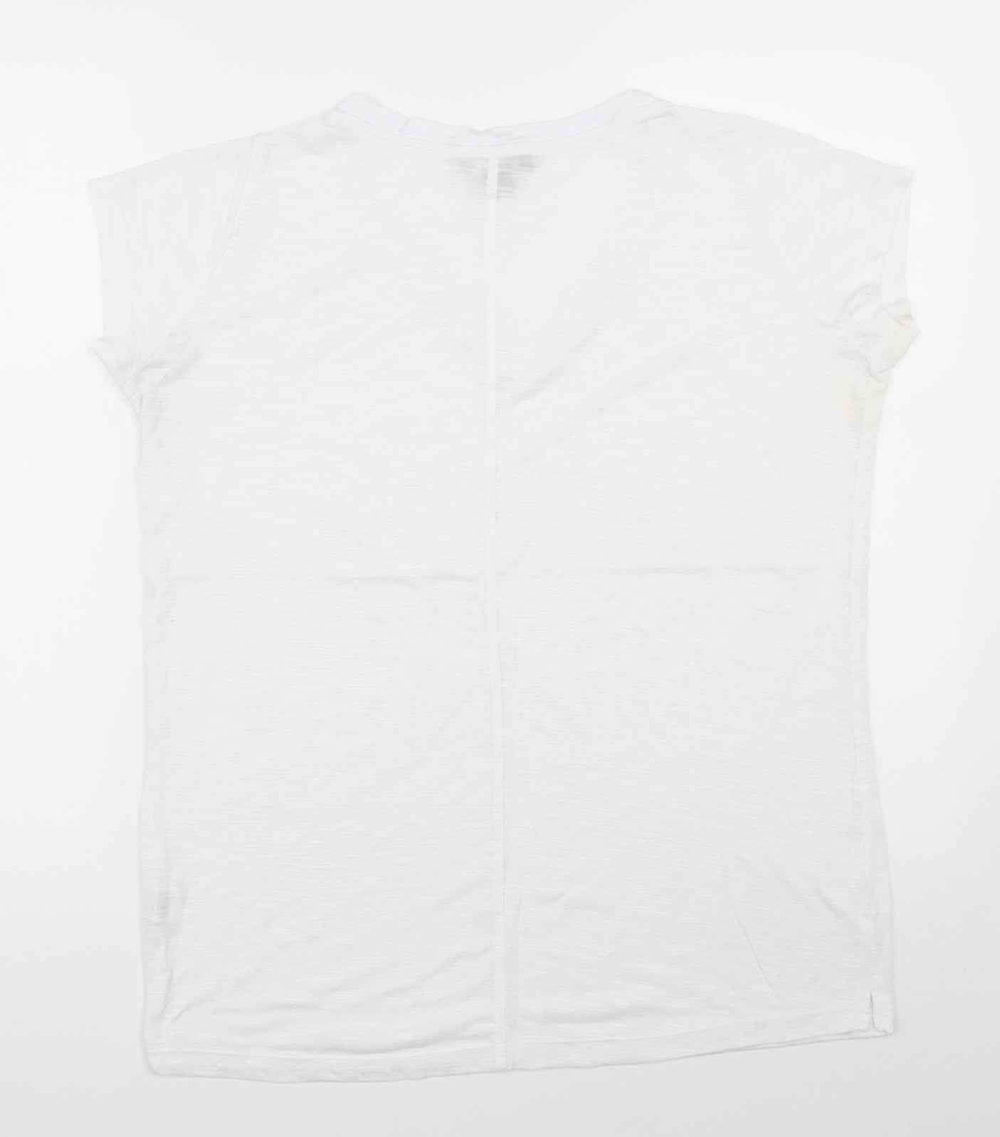 Primark Womens White  Viscose Basic T-Shirt Size 10 V-Neck