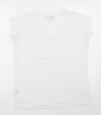 Primark Womens White  Viscose Basic T-Shirt Size 10 V-Neck