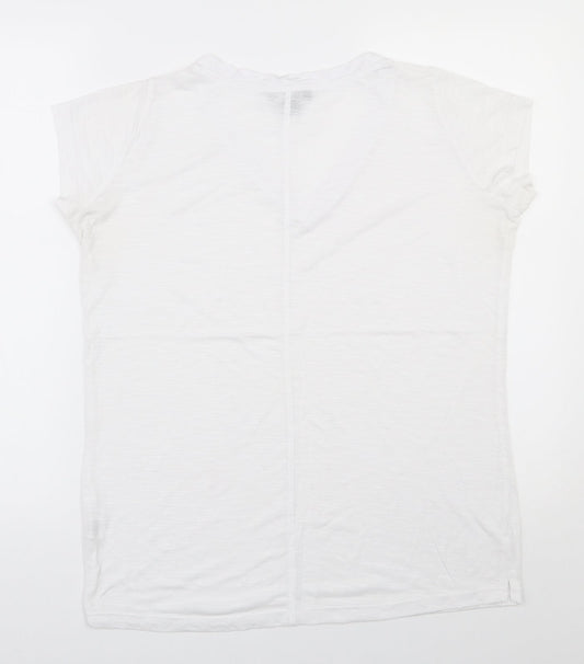 Primark Womens White  Viscose Basic T-Shirt Size 10 V-Neck