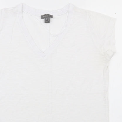 Primark Womens White  Viscose Basic T-Shirt Size 10 V-Neck