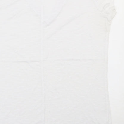 Primark Womens White  Viscose Basic T-Shirt Size 10 V-Neck