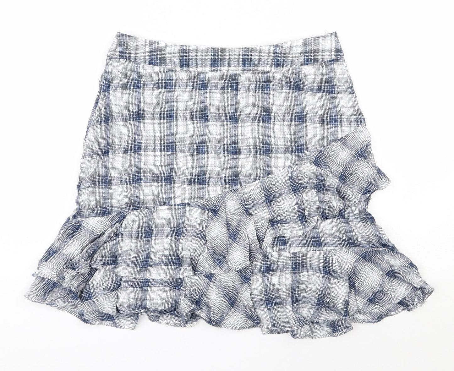 Oasis Womens Blue Geometric Viscose A-Line Skirt Size 10   Zip