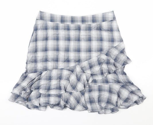 Oasis Womens Blue Geometric Viscose A-Line Skirt Size 10   Zip