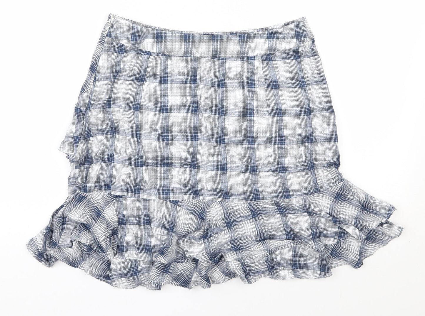 Oasis Womens Blue Geometric Viscose A-Line Skirt Size 10   Zip