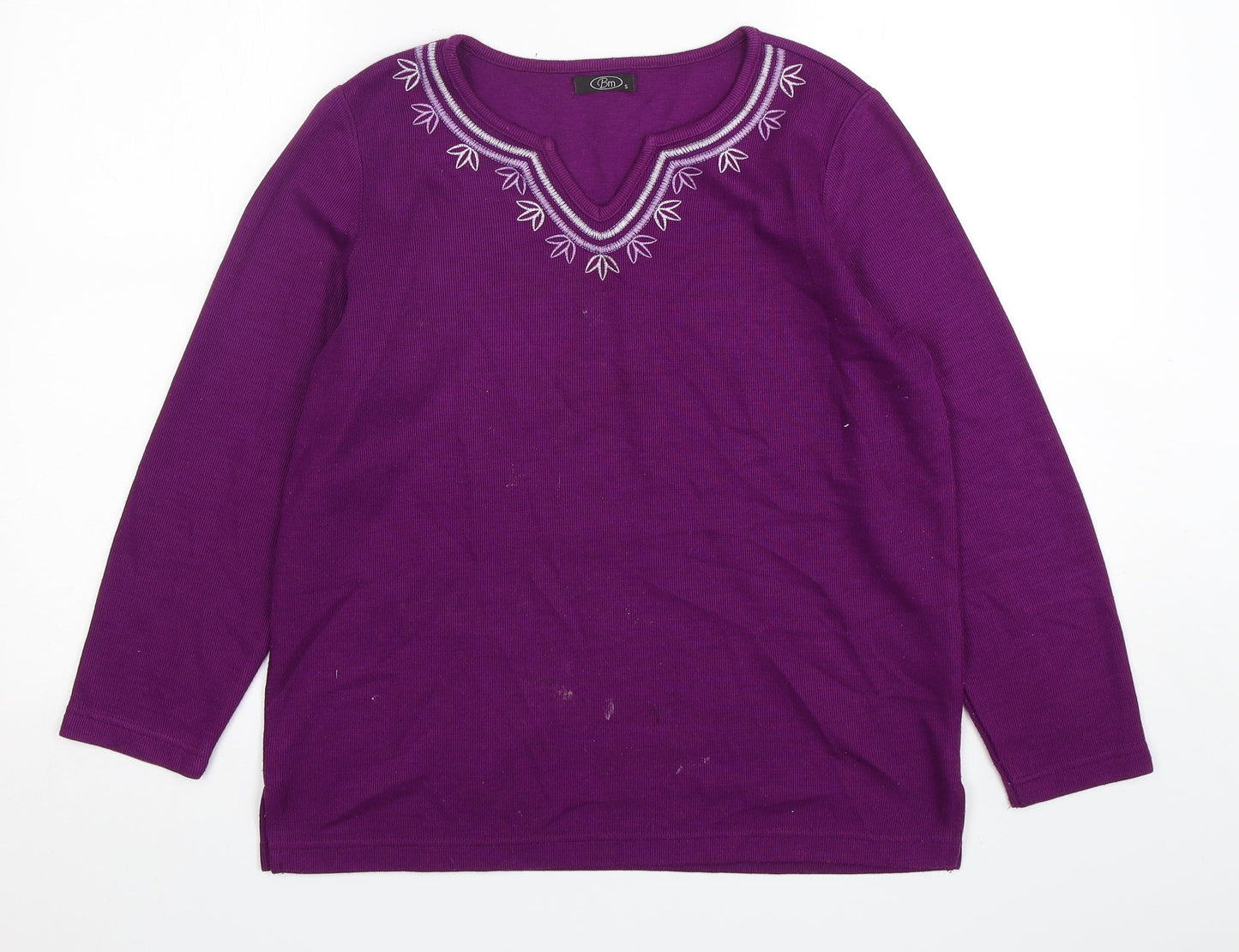 Bonmarché Womens Purple V-Neck  Polyester Pullover Jumper Size S