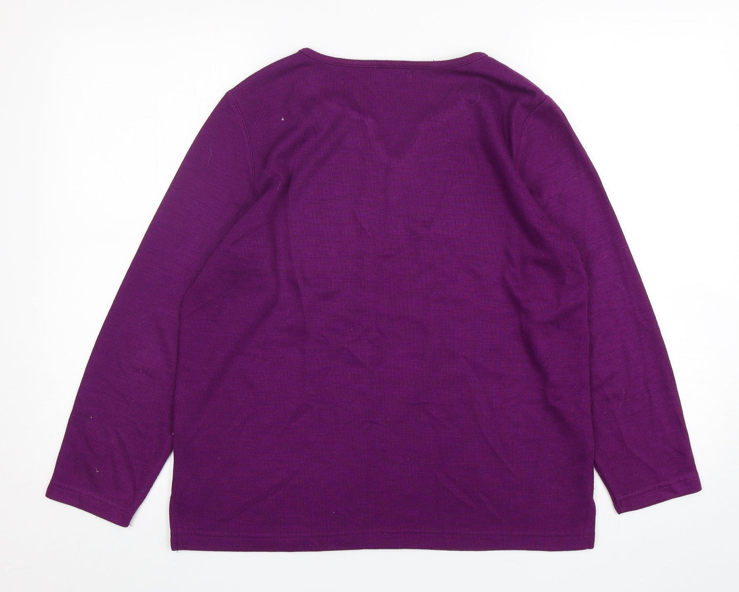 Bonmarché Womens Purple V-Neck  Polyester Pullover Jumper Size S