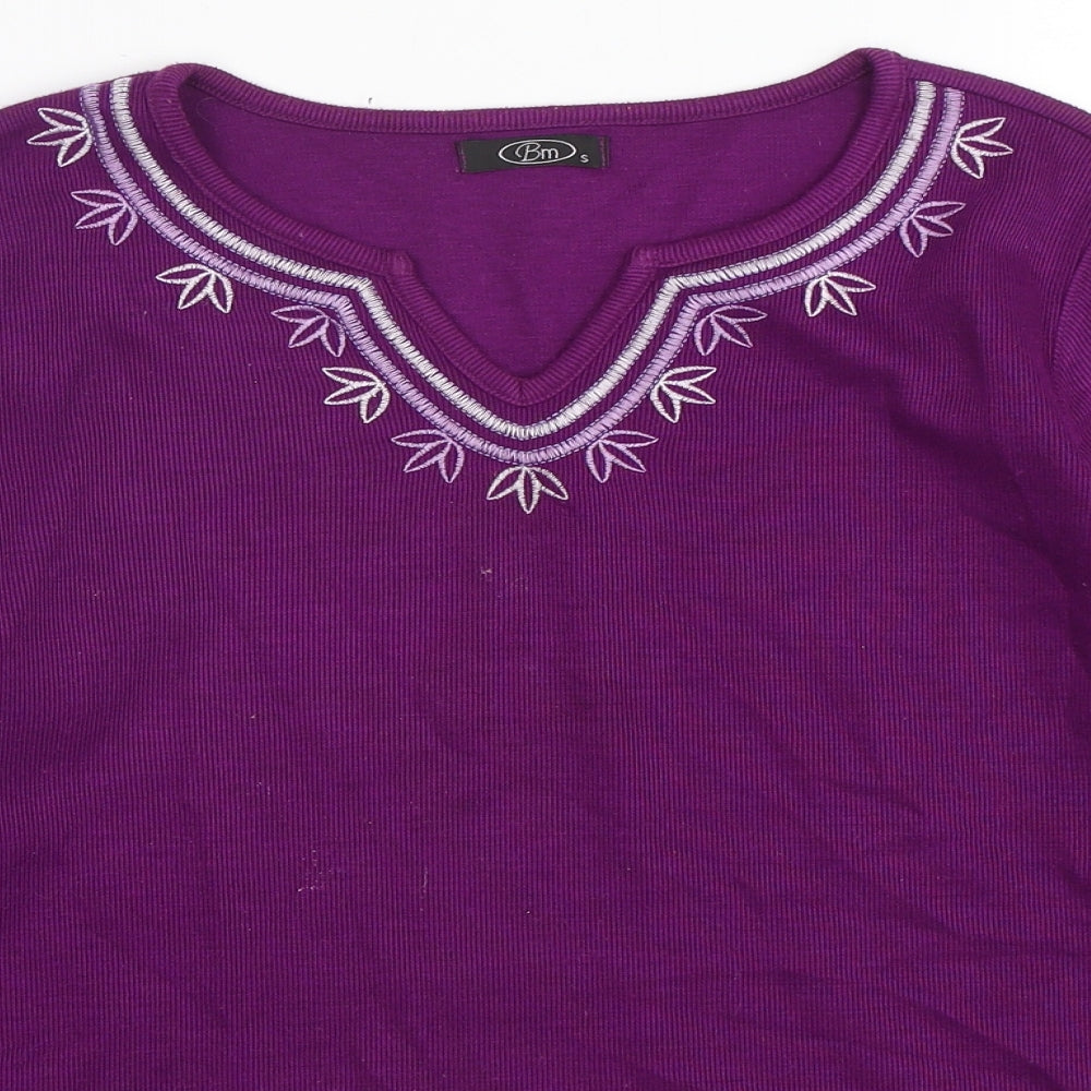 Bonmarché Womens Purple V-Neck  Polyester Pullover Jumper Size S