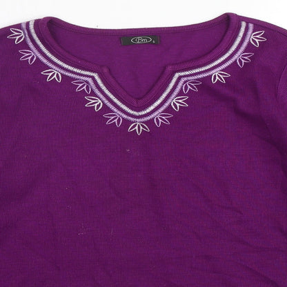 Bonmarché Womens Purple V-Neck  Polyester Pullover Jumper Size S