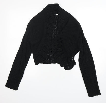 AMARANTO Womens Black V-Neck  Acrylic Cardigan Jumper Size 16