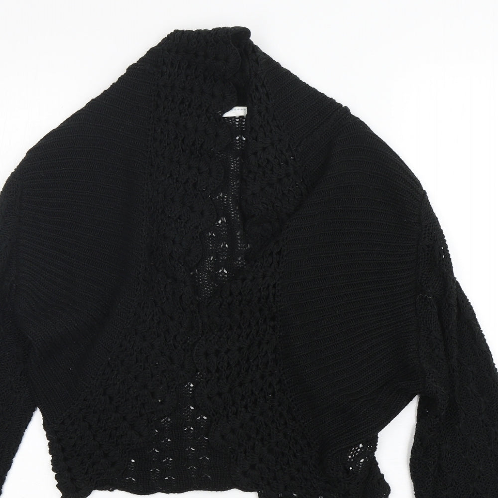 AMARANTO Womens Black V-Neck  Acrylic Cardigan Jumper Size 16