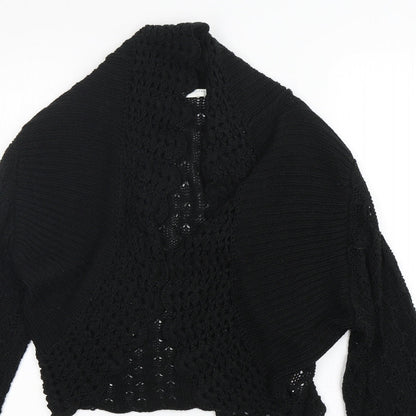 AMARANTO Womens Black V-Neck  Acrylic Cardigan Jumper Size 16