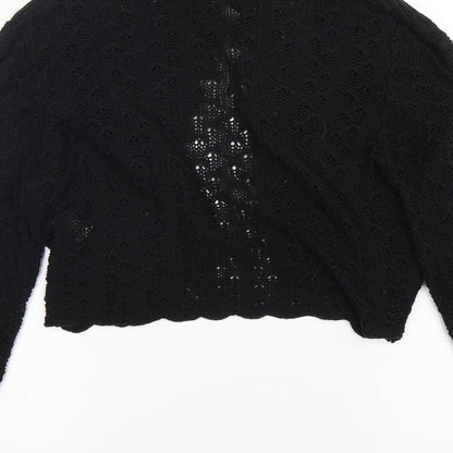 AMARANTO Womens Black V-Neck  Acrylic Cardigan Jumper Size 16