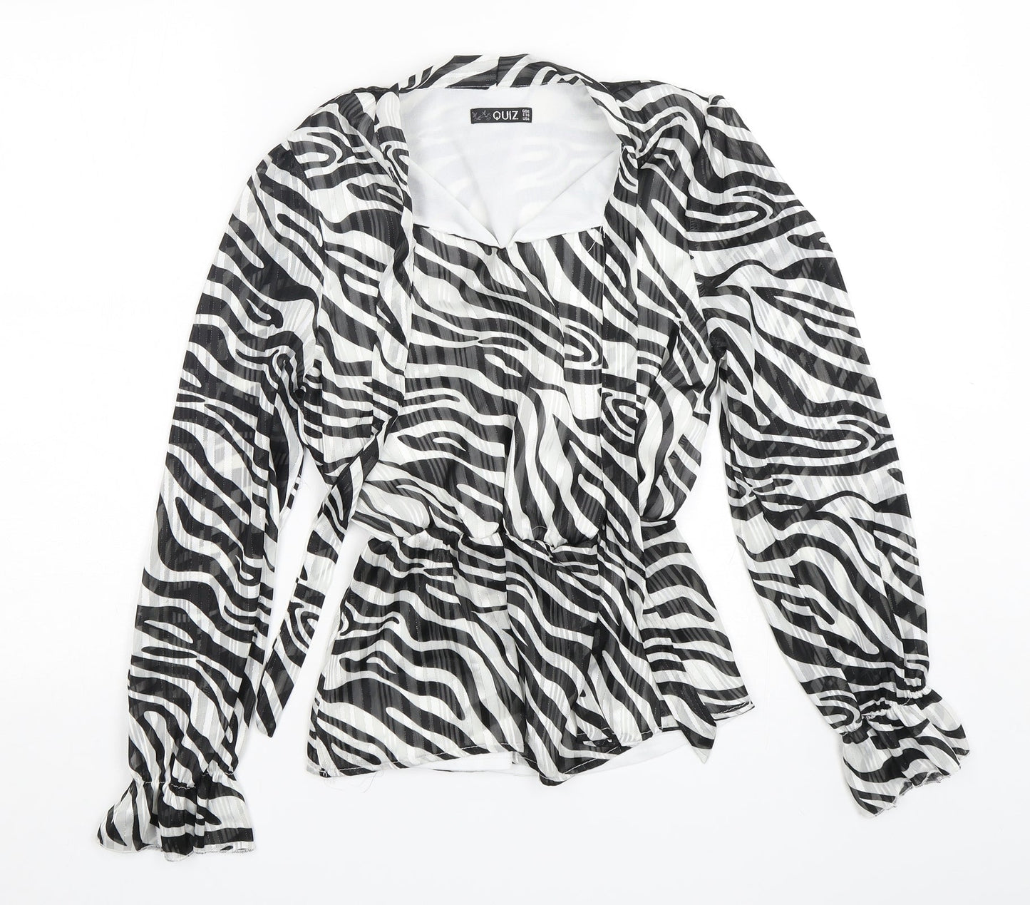 Quiz Womens Multicoloured Animal Print Polyester Basic Blouse Size 8 V-Neck