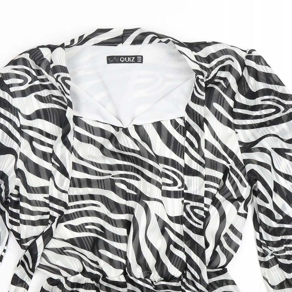 Quiz Womens Multicoloured Animal Print Polyester Basic Blouse Size 8 V-Neck