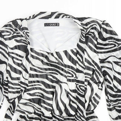 Quiz Womens Multicoloured Animal Print Polyester Basic Blouse Size 8 V-Neck
