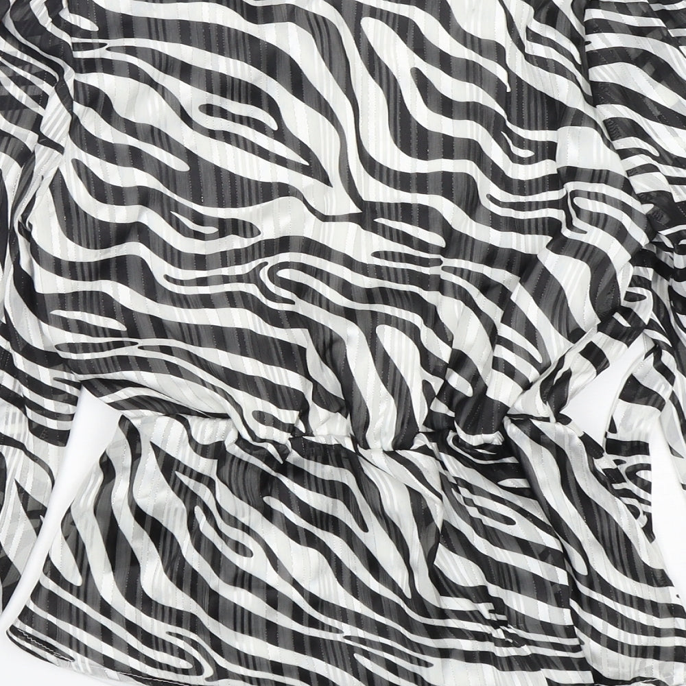 Quiz Womens Multicoloured Animal Print Polyester Basic Blouse Size 8 V-Neck