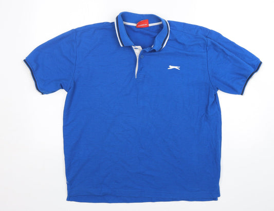 Slazenger Mens Blue  Polyester  Polo Size L Collared Pullover