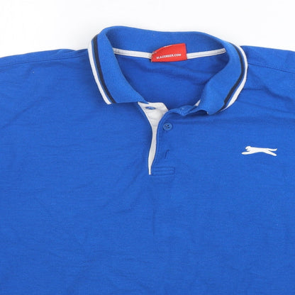 Slazenger Mens Blue  Polyester  Polo Size L Collared Pullover