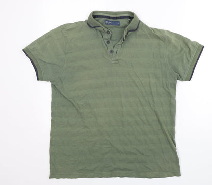 Easy Mens Green  Cotton  Polo Size L Collared Pullover