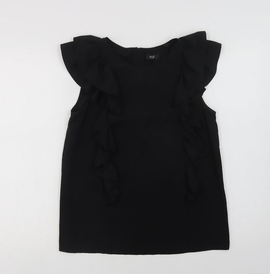 F&F Womens Black  Polyester Basic Blouse Size 10 Round Neck