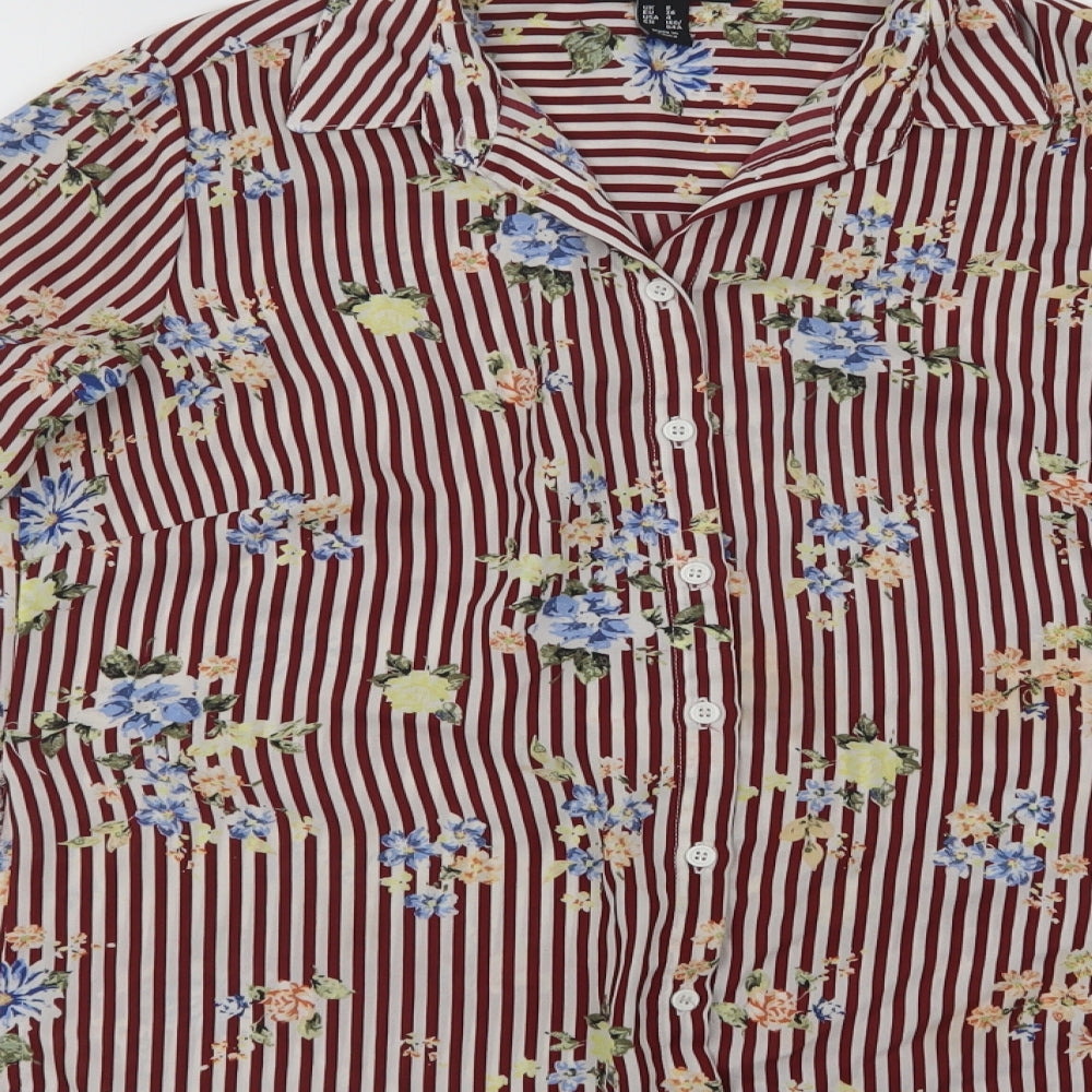 Womens UK Size 8 New Look Red Basic Button-Up