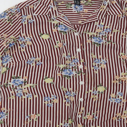 Womens UK Size 8 New Look Red Basic Button-Up