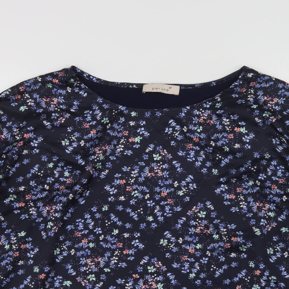Womens UK Size 14 Per Una Blue Basic Blouse