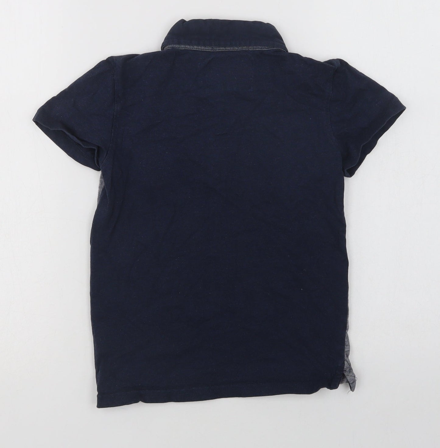 Motherc Boys Blue Colourblock Cotton Basic Polo Size 7-8 Years Collared Button