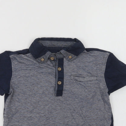 Motherc Boys Blue Colourblock Cotton Basic Polo Size 7-8 Years Collared Button