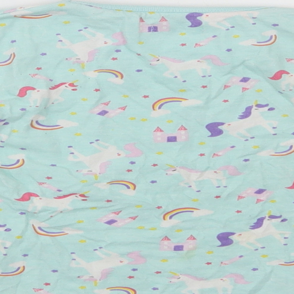 Crafted Girls Green Geometric Cotton Top Pyjama Top Size 3-4 Years   - Unicorns And Rainbows