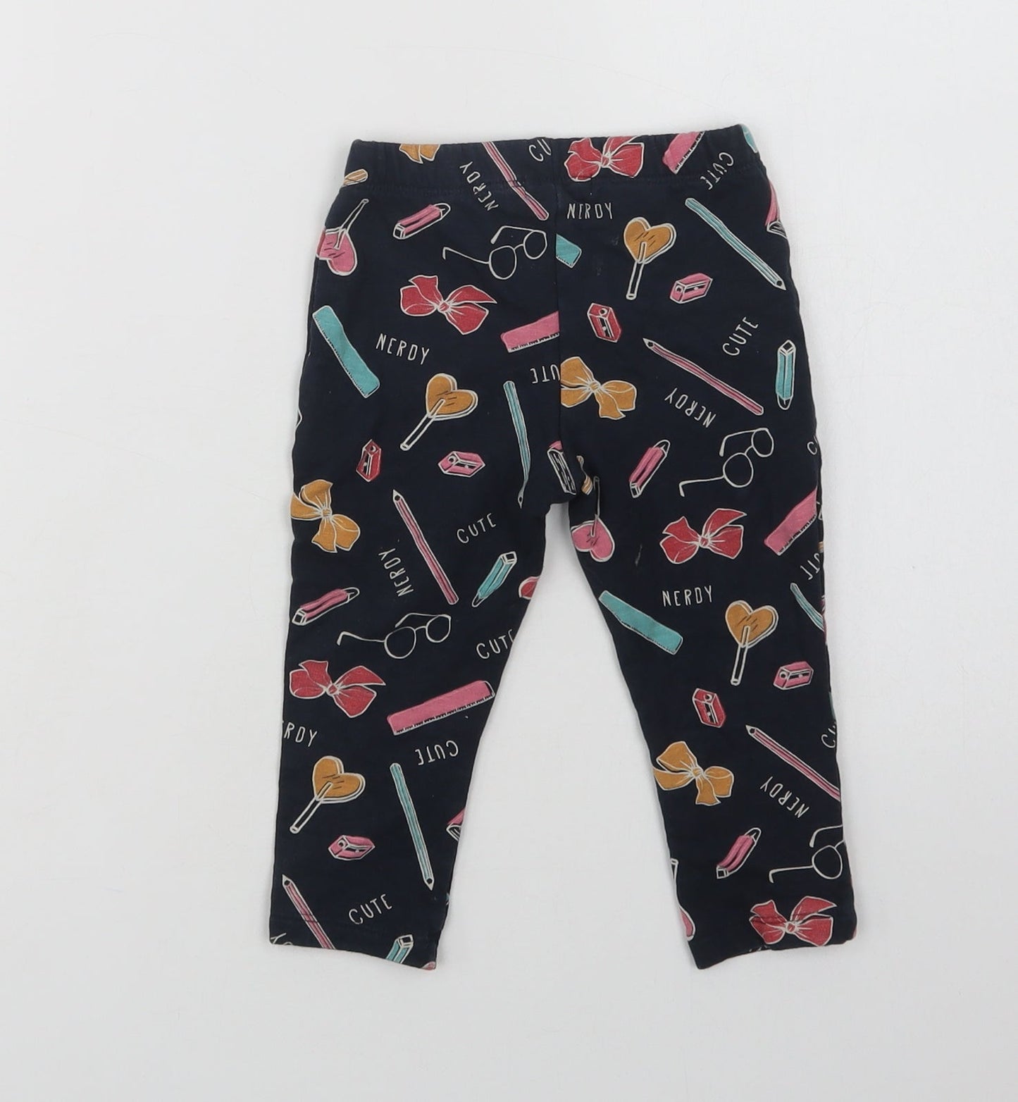 name it Baby Blue Geometric Cotton Jogger Leggings Size 12-18 Months   - Nerdy