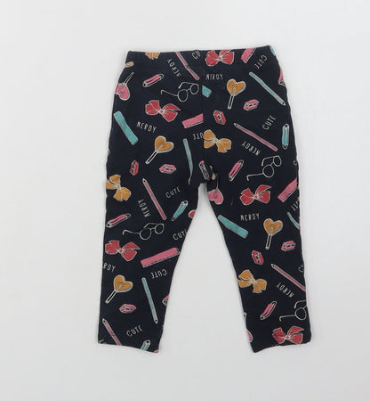 name it Baby Blue Geometric Cotton Jogger Leggings Size 12-18 Months   - Nerdy