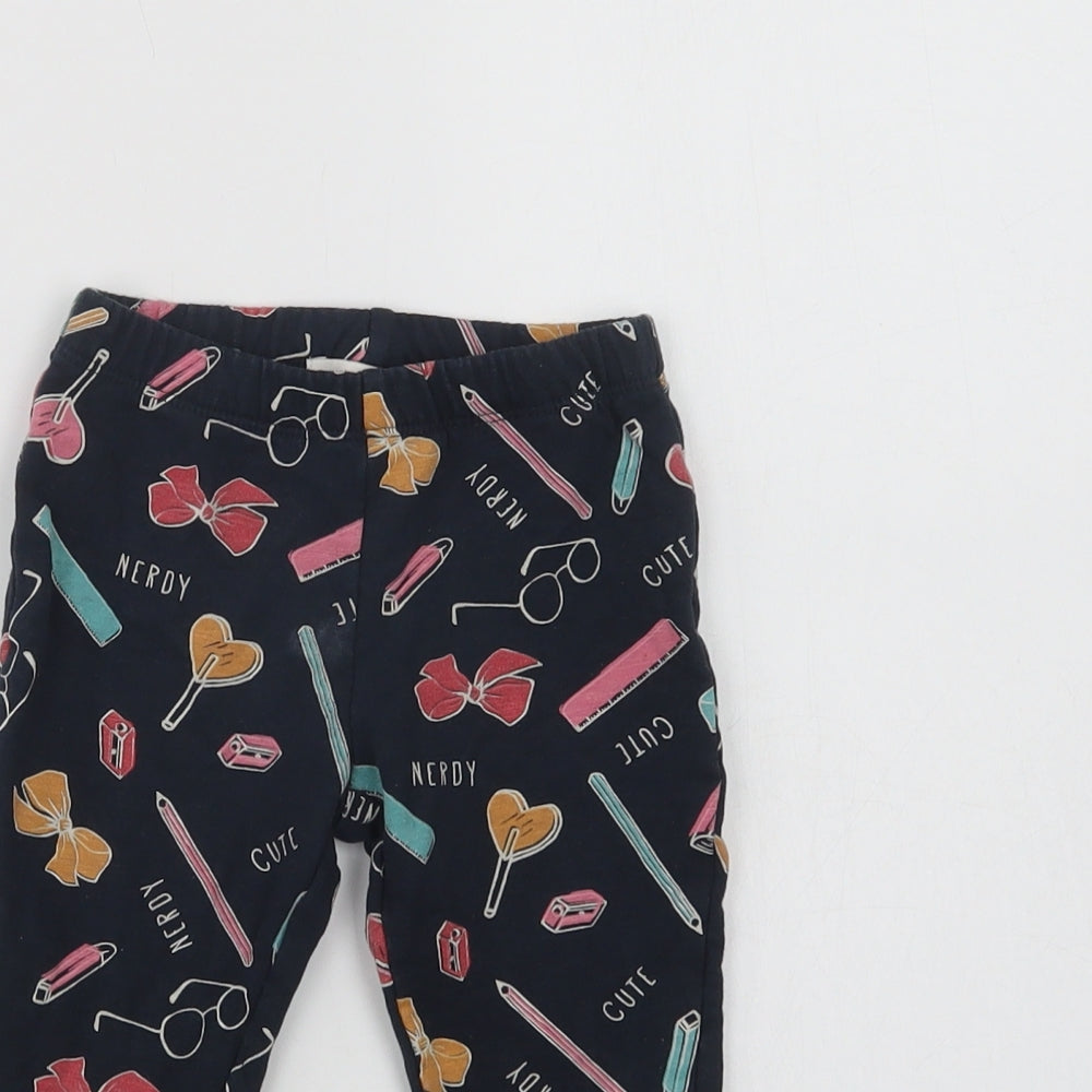 name it Baby Blue Geometric Cotton Jogger Leggings Size 12-18 Months   - Nerdy