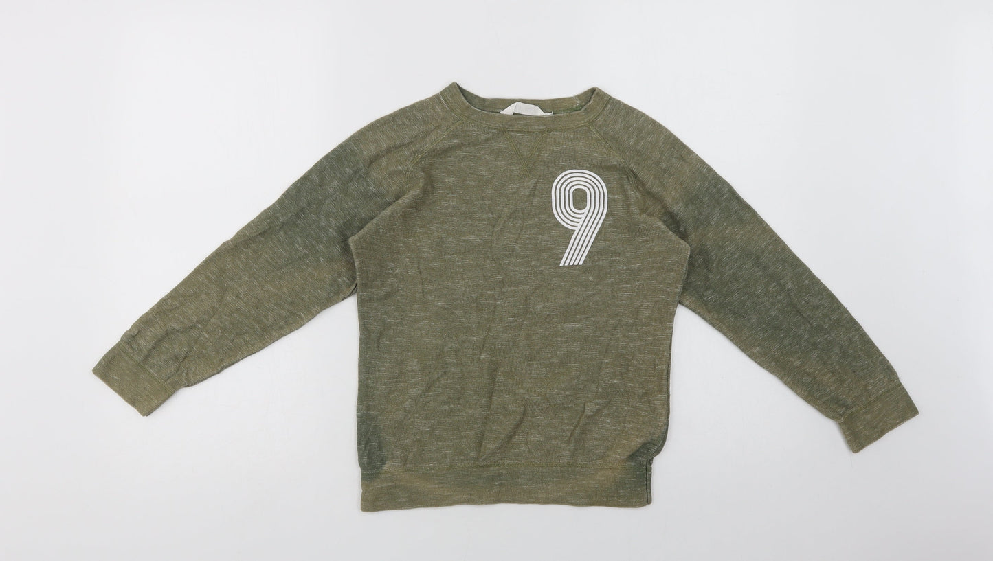 H&M Girls Green Batik Cotton Pullover Sweatshirt Size 9-10 Years