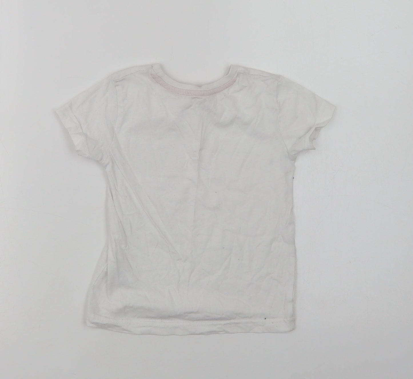 Dunnes Stores Girls White  Cotton Basic T-Shirt Size 3 Years Crew Neck