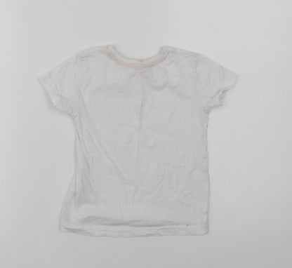 Dunnes Stores Girls White  Cotton Basic T-Shirt Size 3 Years Crew Neck