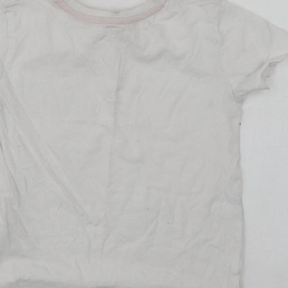 Dunnes Stores Girls White  Cotton Basic T-Shirt Size 3 Years Crew Neck