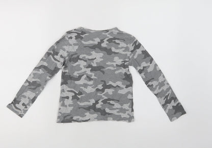 Primark Girls Grey Camouflage Cotton Basic T-Shirt Size 7-8 Years Crew Neck  - Be Yourself