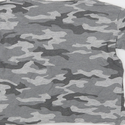 Primark Girls Grey Camouflage Cotton Basic T-Shirt Size 7-8 Years Crew Neck  - Be Yourself