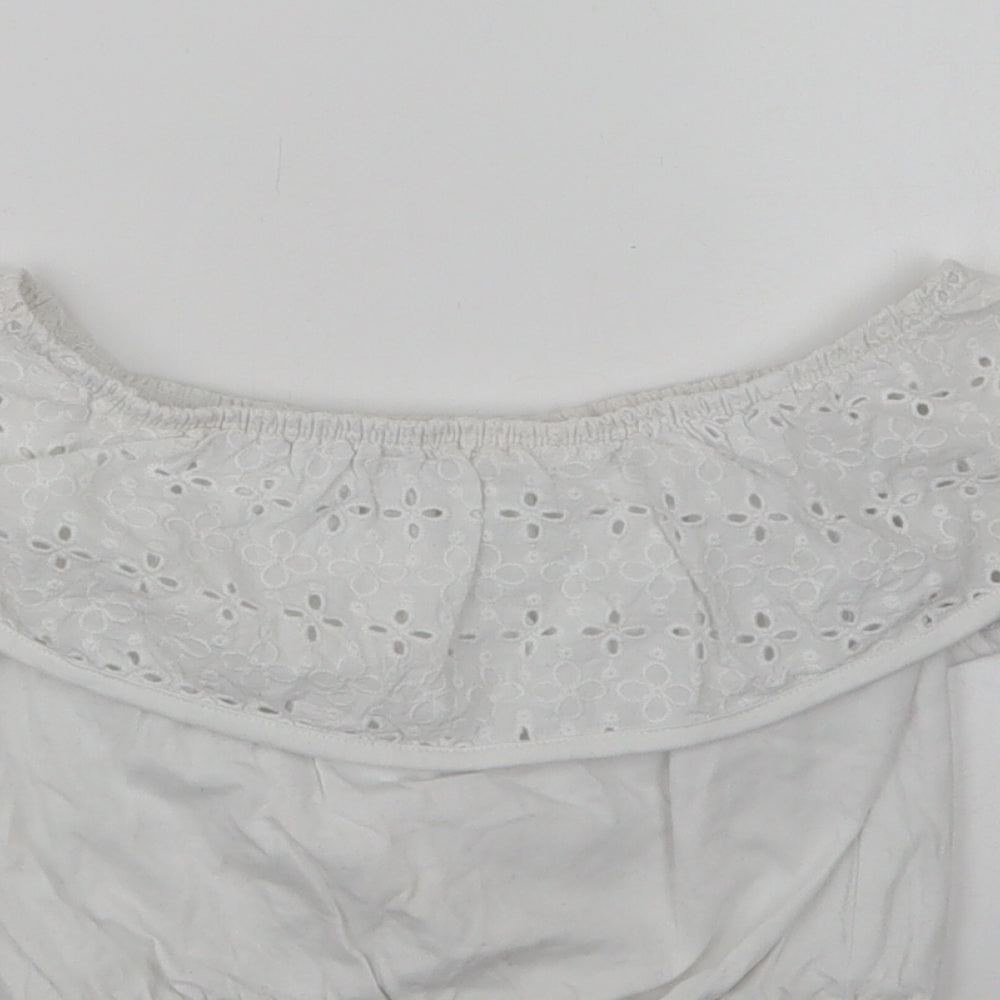 Primark Girls White  Cotton Jersey Blouse Size 7-8 Years Off the Shoulder