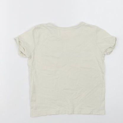 Primark Girls Ivory  Cotton Basic T-Shirt Size 7-8 Years Crew Neck  - Positive Vibes
